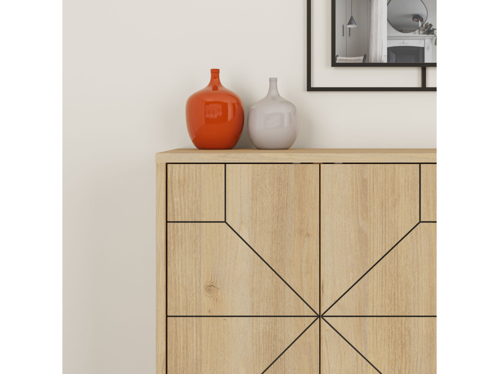 Aparador de madeira "Dune" - 123 x 35 x 62 cm - Bege