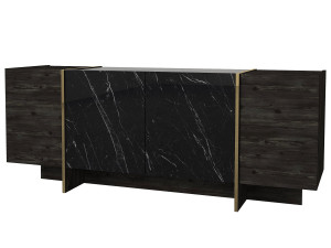 Aparador de madeira "Veyron" - 180 x 46 x 75 cm - Preto/dourado