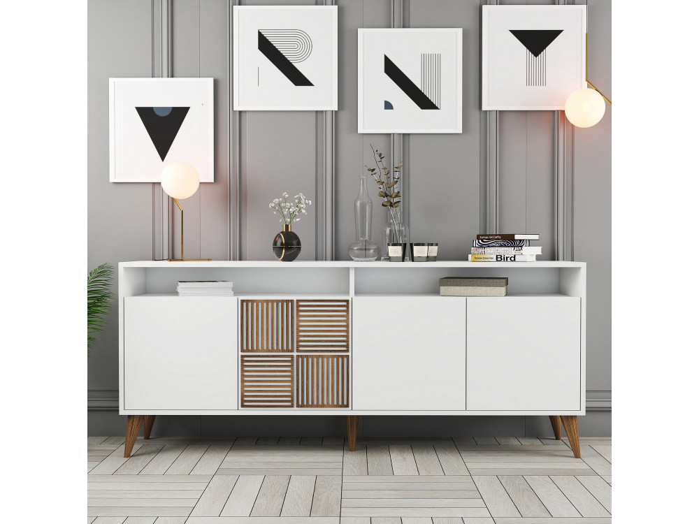 Consola de madeira "Milan" - 180 x 35 x 78 cm - Branco