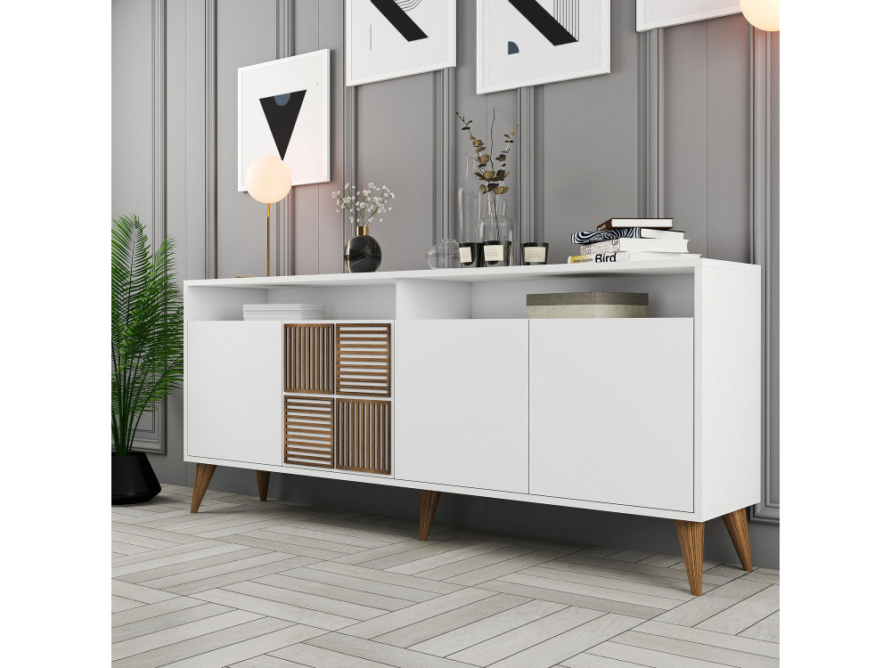 Consola de madeira "Milan" - 180 x 35 x 78 cm - Branco