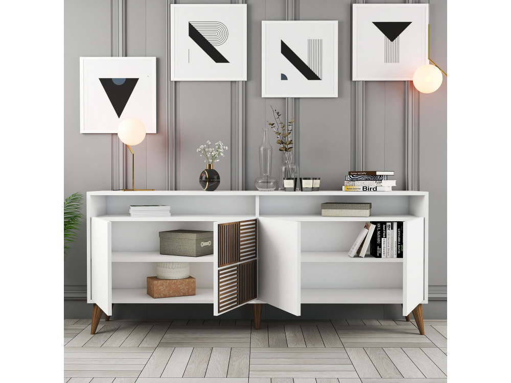 Consola de madeira "Milan" - 180 x 35 x 78 cm - Branco