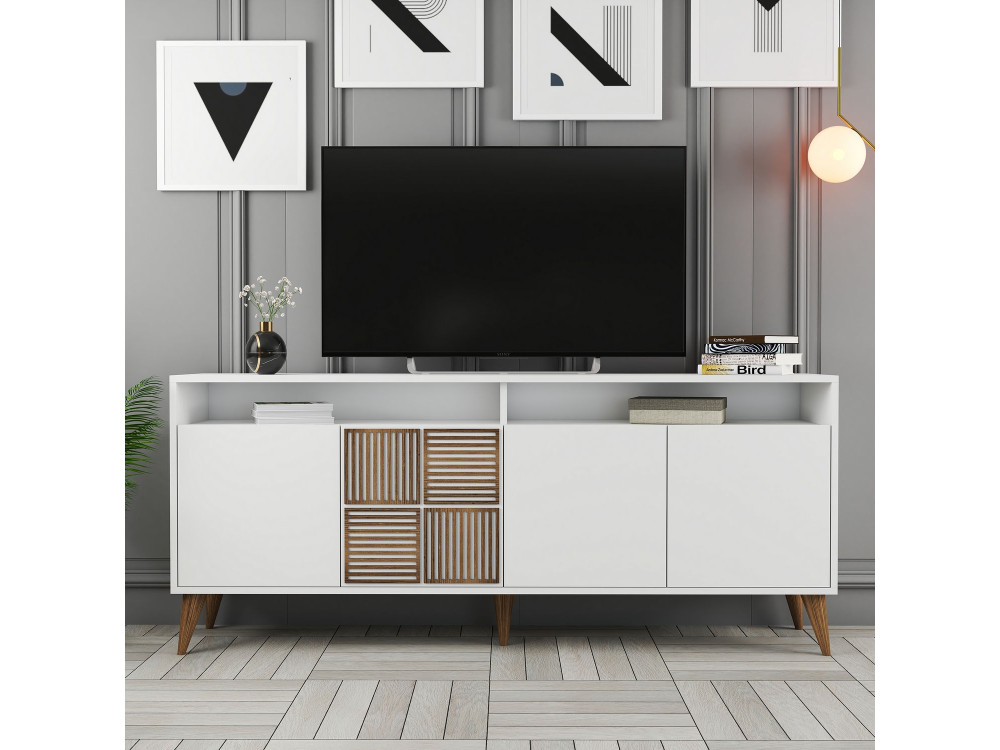 Consola de madeira "Milan" - 180 x 35 x 78 cm - Branco