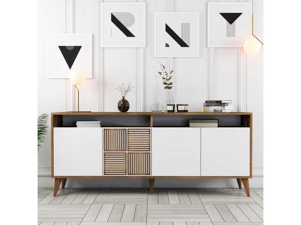 Aparador "Milan" em madeira - 180 x 35 x 78 cm - Branco