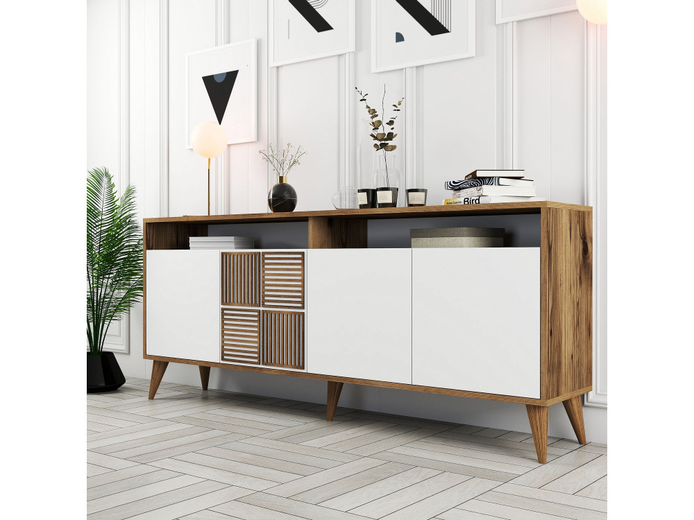 Aparador "Milan" em madeira - 180 x 35 x 78 cm - Branco
