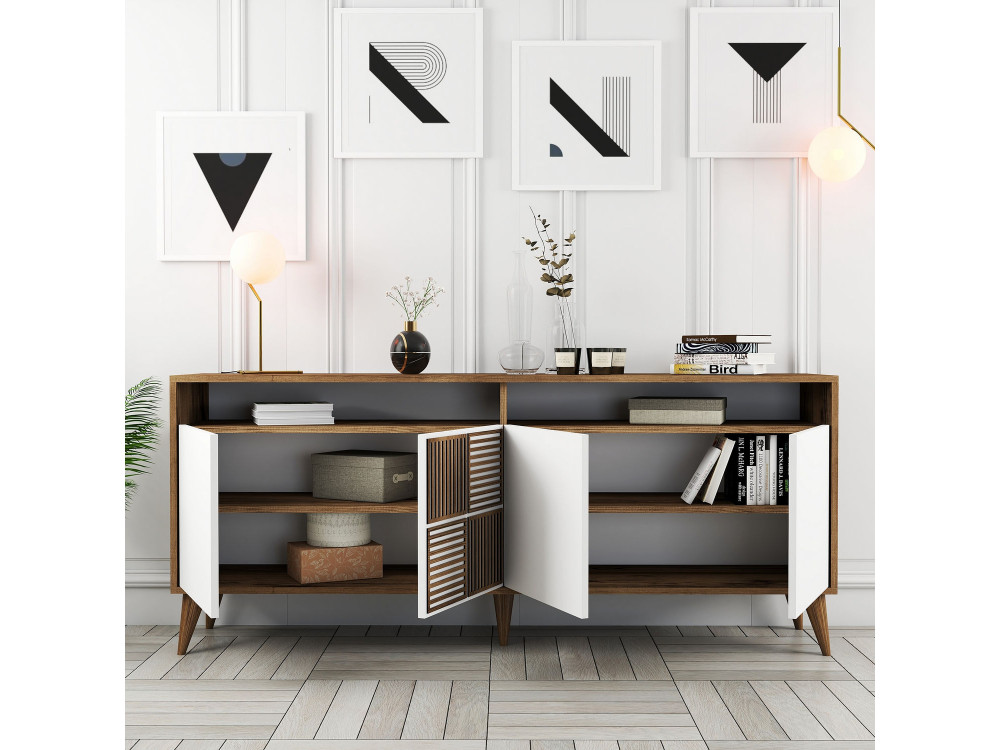 Aparador "Milan" em madeira - 180 x 35 x 78 cm - Branco