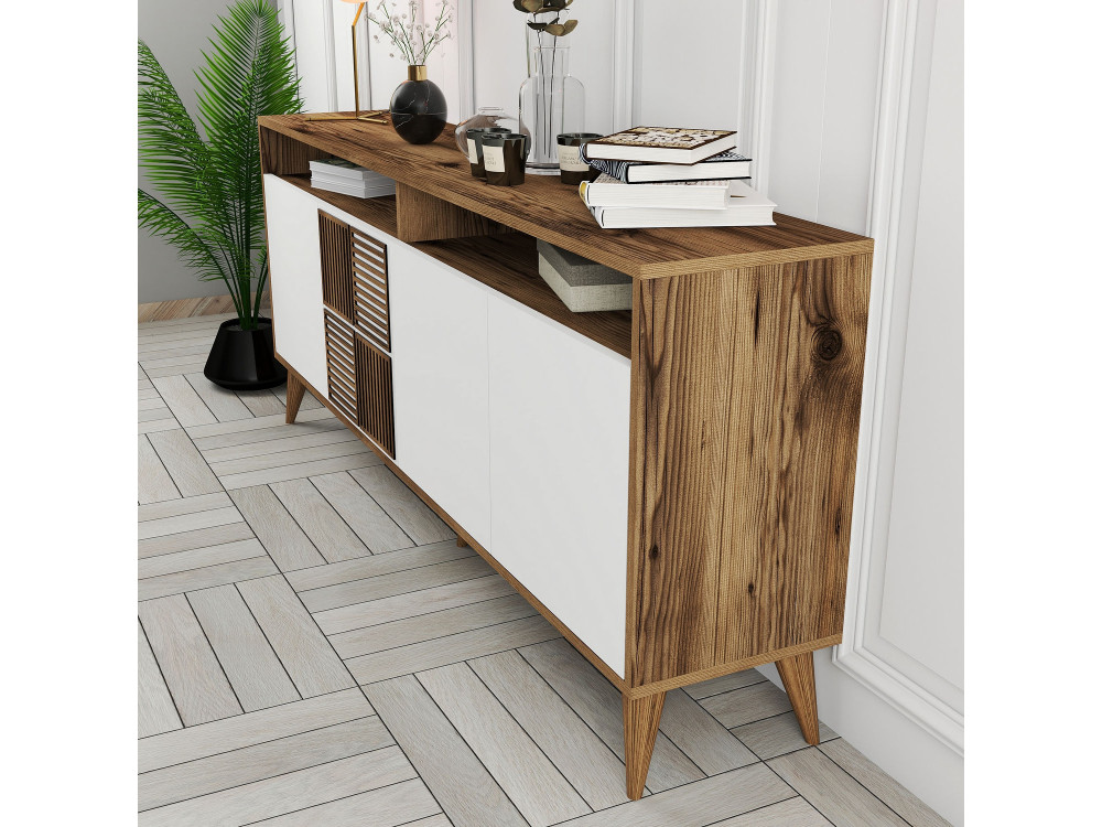Aparador "Milan" em madeira - 180 x 35 x 78 cm - Branco