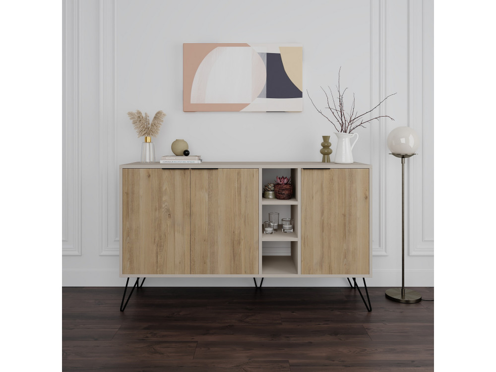Aparador de madeira "Clara" - 142 x 36 x 83 cm - Arenito