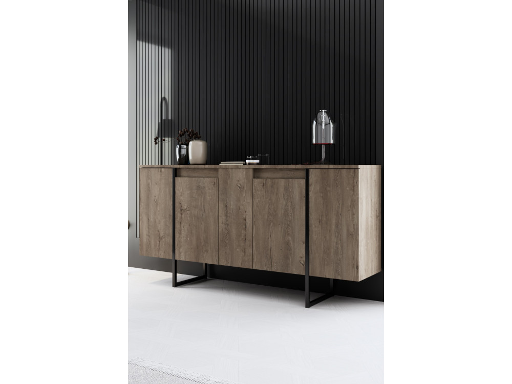 Aparador de madeira "Luxe" - 160 x 35 x 80 cm - Nogueira preta