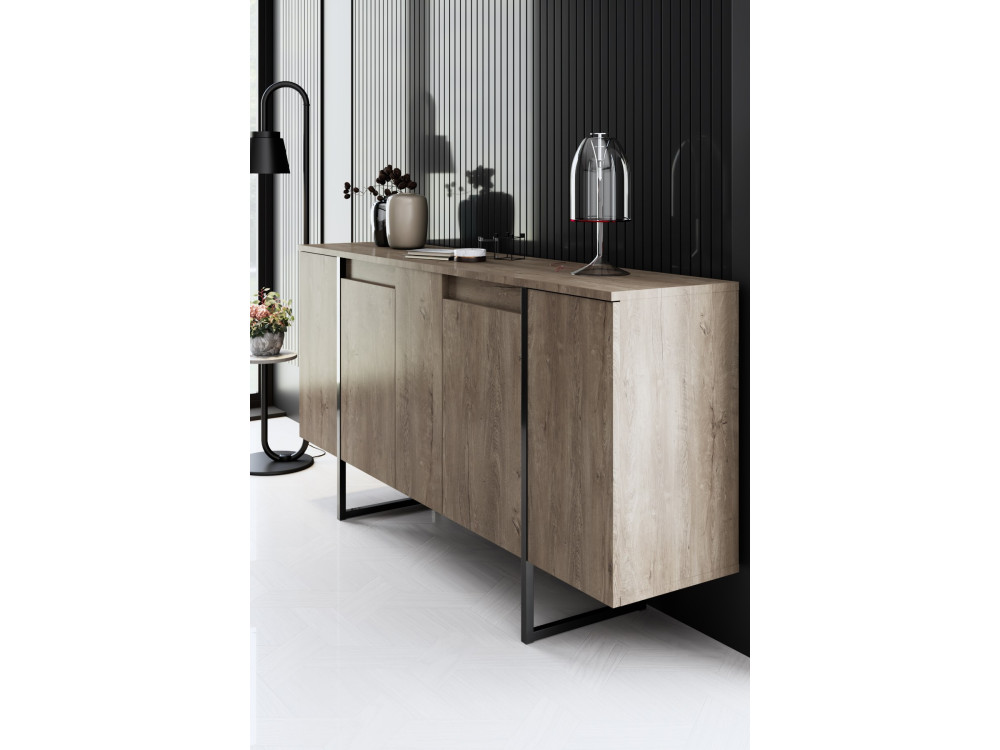 Aparador de madeira "Luxe" - 160 x 35 x 80 cm - Nogueira preta