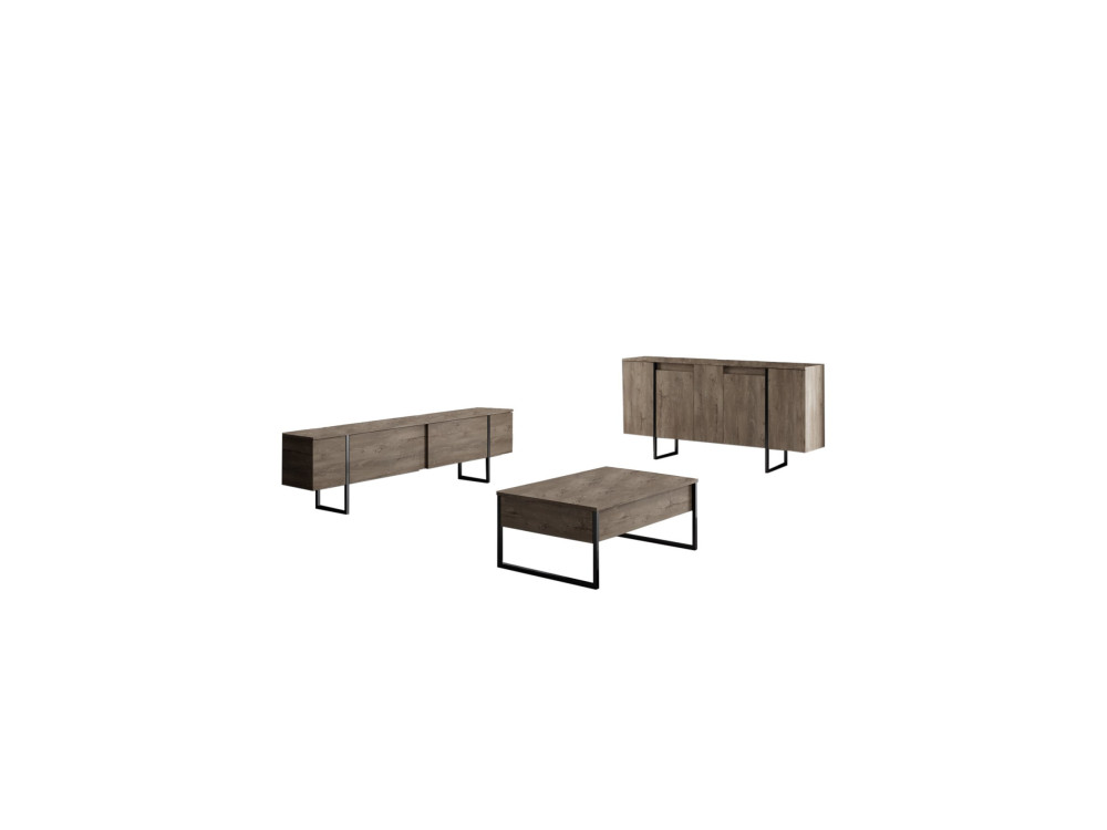 Aparador de madeira "Luxe" - 160 x 35 x 80 cm - Nogueira preta
