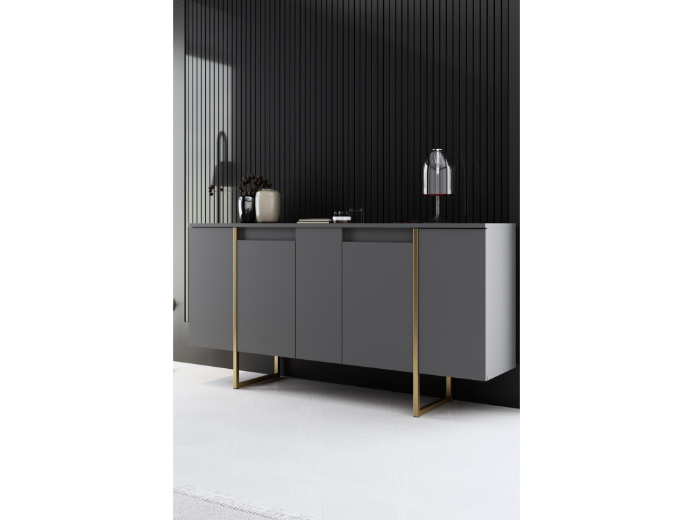 Aparador de madeira "Luxe" - 160 x 35 x 80 cm - Ouro antracite