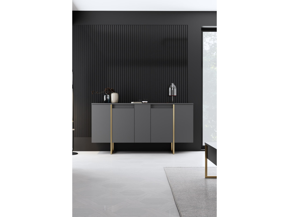Aparador de madeira "Luxe" - 160 x 35 x 80 cm - Ouro antracite