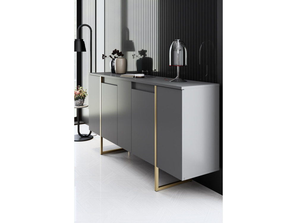 Aparador de madeira "Luxe" - 160 x 35 x 80 cm - Ouro antracite