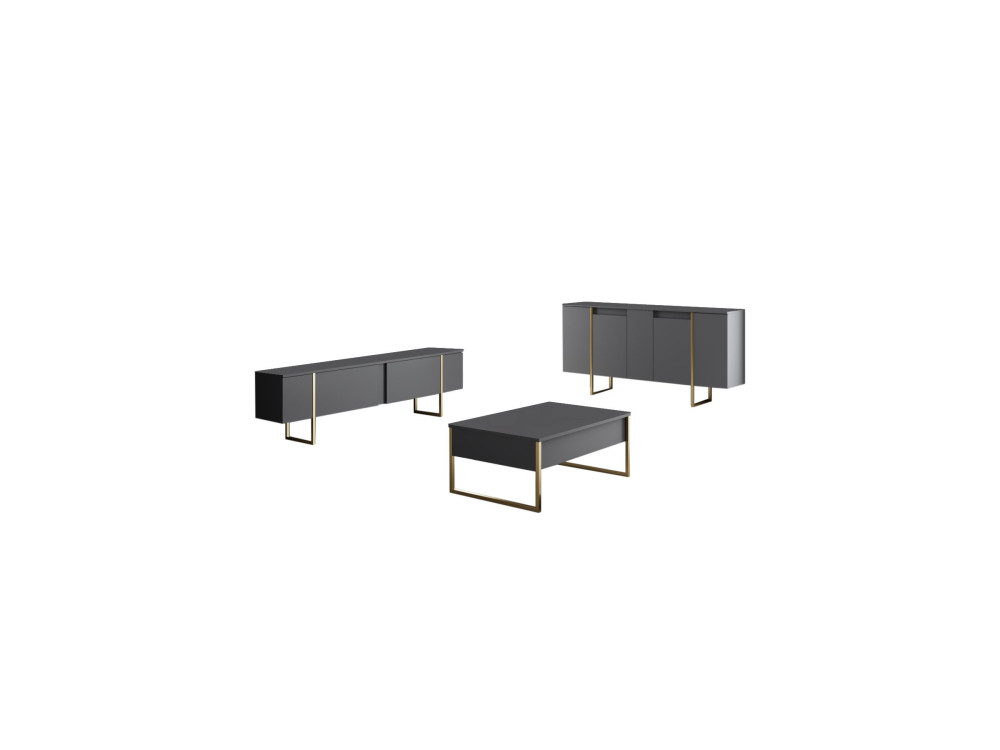 Aparador de madeira "Luxe" - 160 x 35 x 80 cm - Ouro antracite