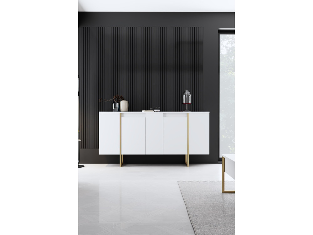 Aparador "Luxe" em madeira - 160 x 35 x 80 cm - Ouro branco