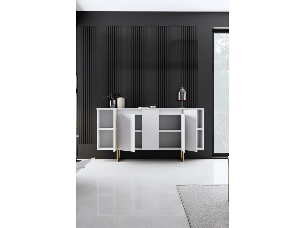 Aparador "Luxe" em madeira - 160 x 35 x 80 cm - Ouro branco