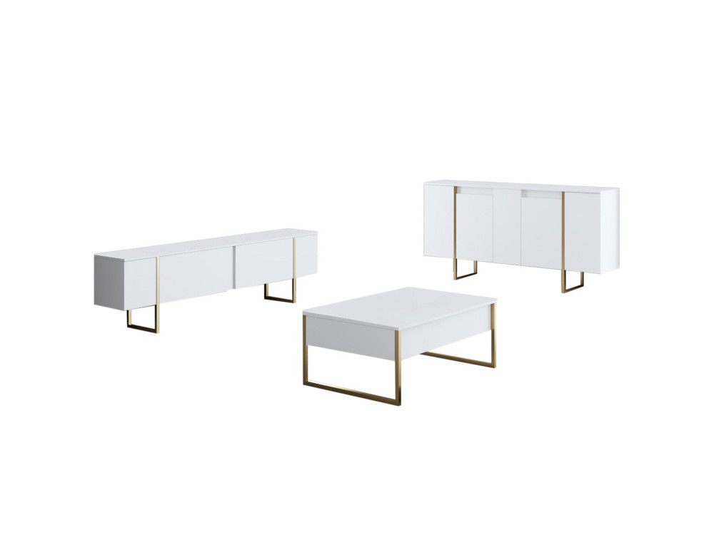 Aparador "Luxe" em madeira - 160 x 35 x 80 cm - Ouro branco
