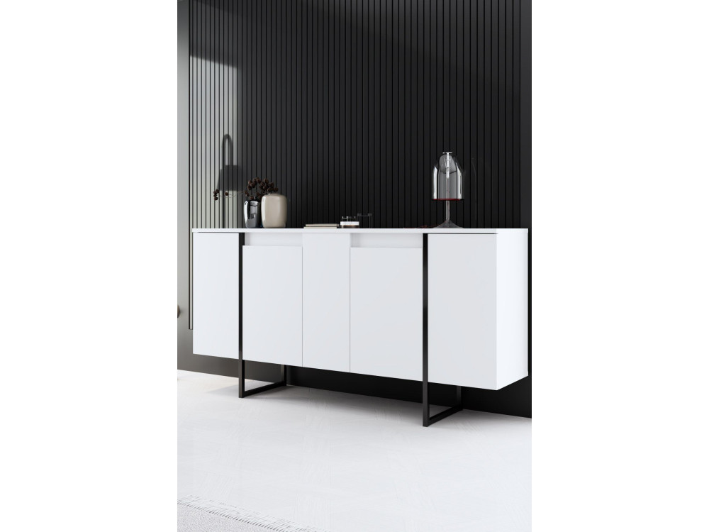 Aparador de madeira "Luxe" - 160 x 35 x 80 cm - Branco