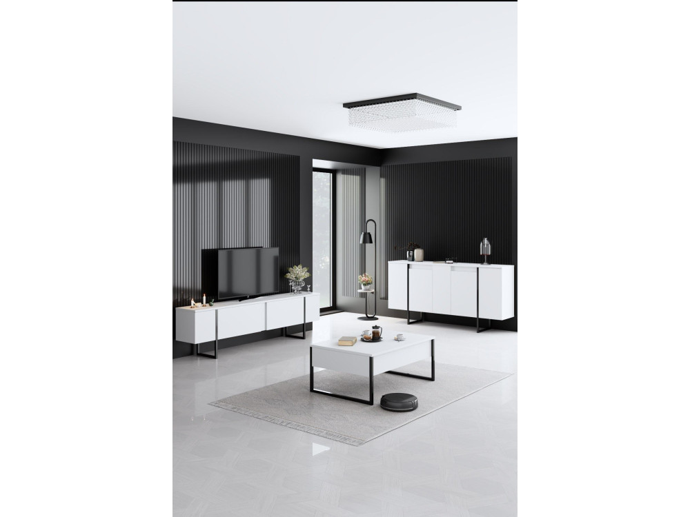 Aparador de madeira "Luxe" - 160 x 35 x 80 cm - Branco
