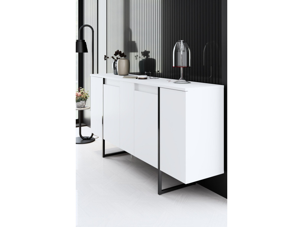 Aparador de madeira "Luxe" - 160 x 35 x 80 cm - Branco