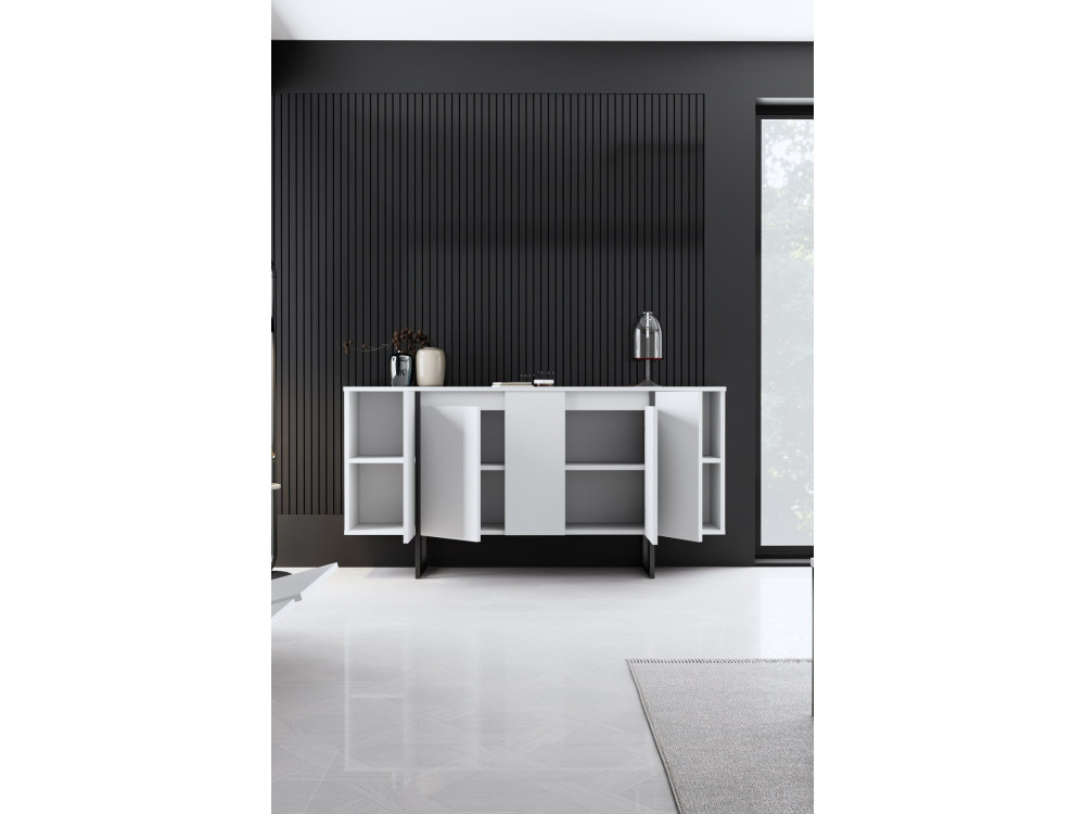 Aparador de madeira "Luxe" - 160 x 35 x 80 cm - Branco