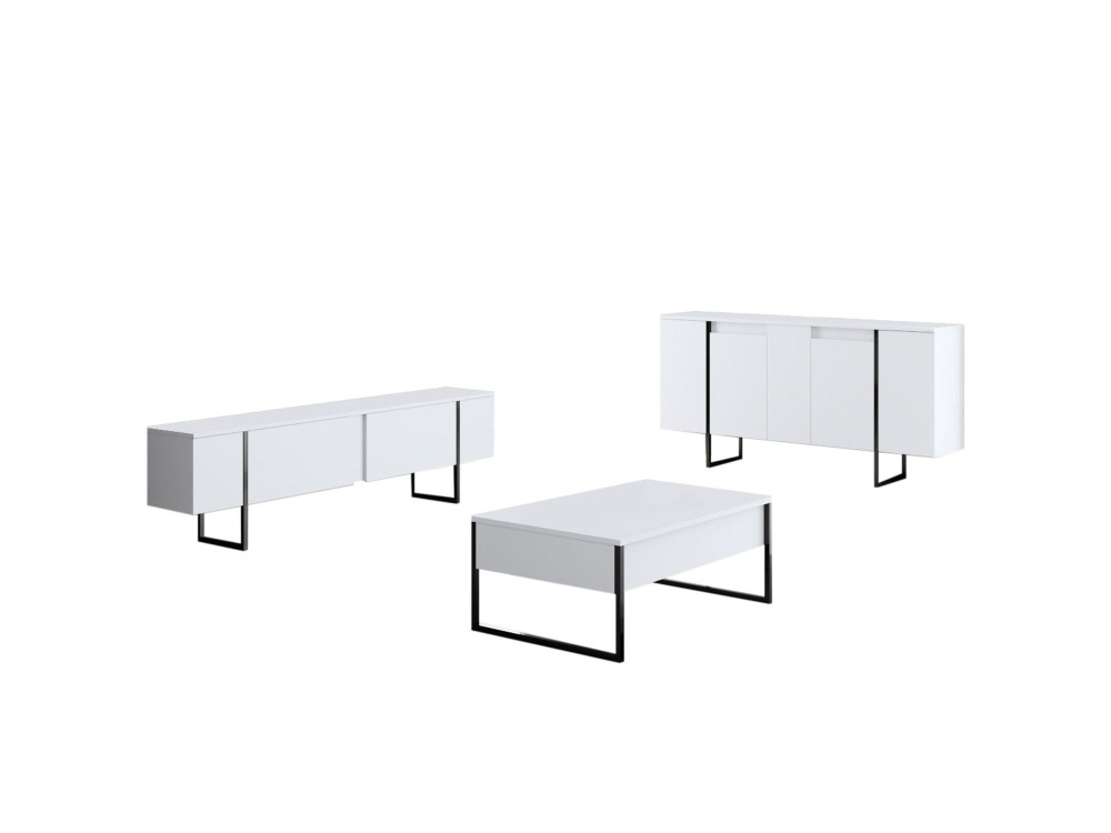 Aparador de madeira "Luxe" - 160 x 35 x 80 cm - Branco