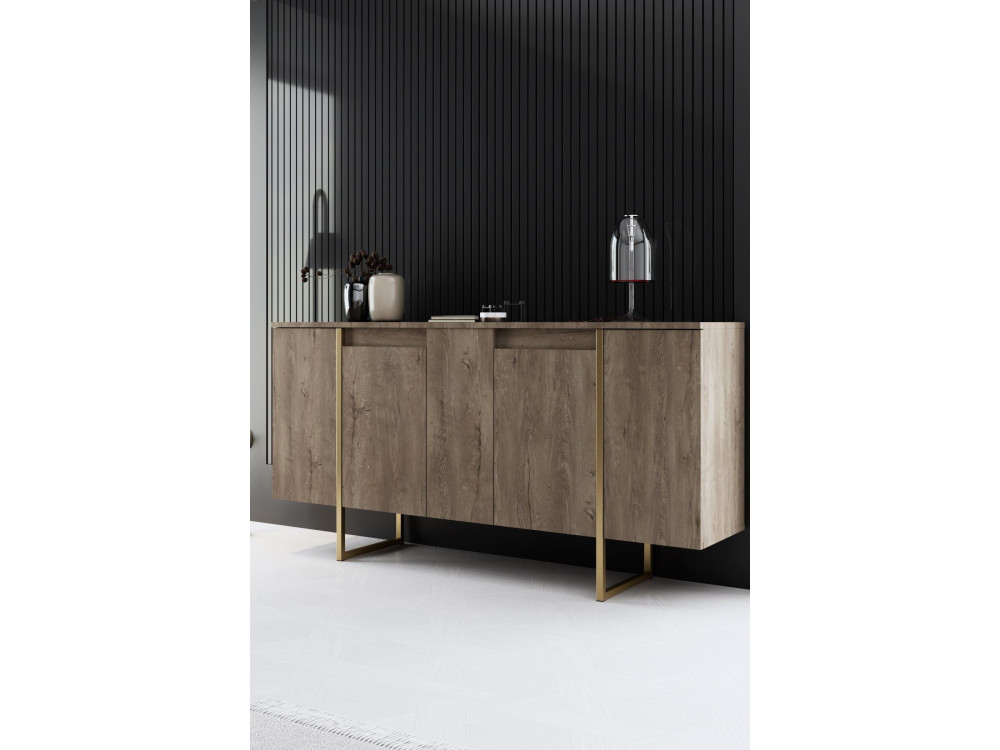 Aparador de madeira "Luxe" - 160 x 35 x 80 cm - Castanho