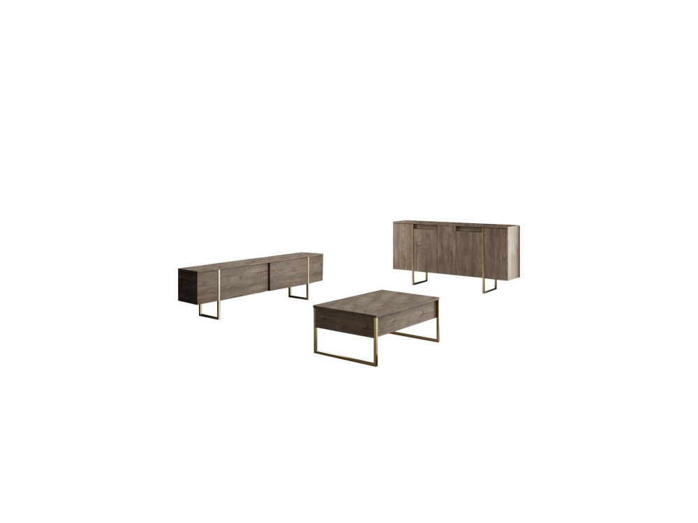 Aparador de madeira "Luxe" - 160 x 35 x 80 cm - Castanho