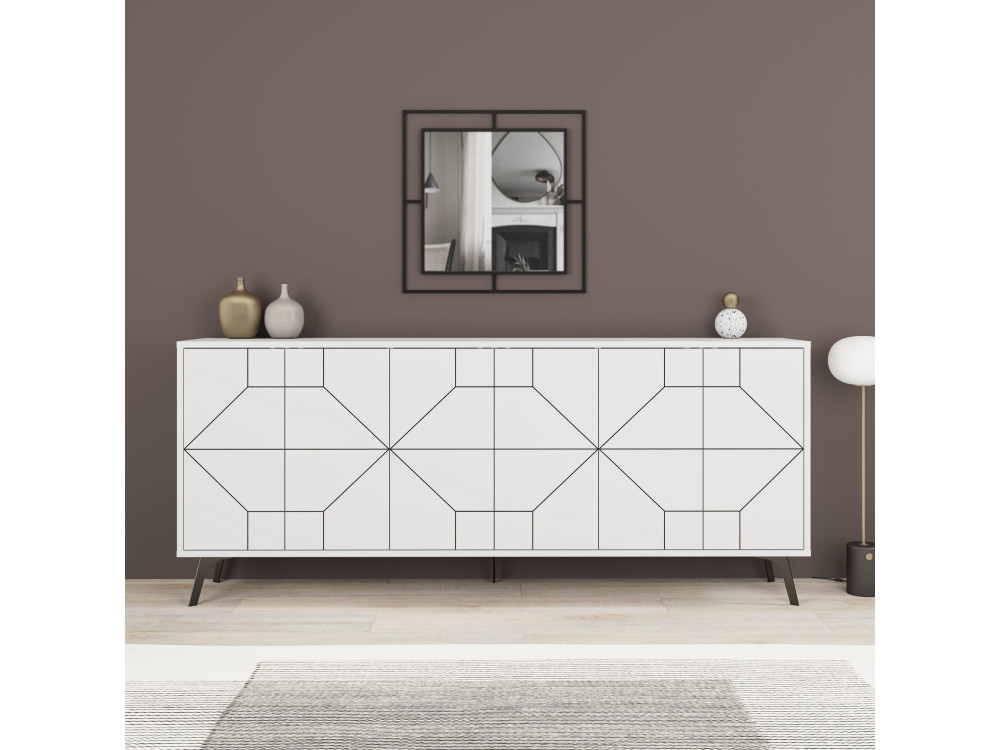 Aparador de madeira "Dune" - 184 x 35 x 77 cm - Branco