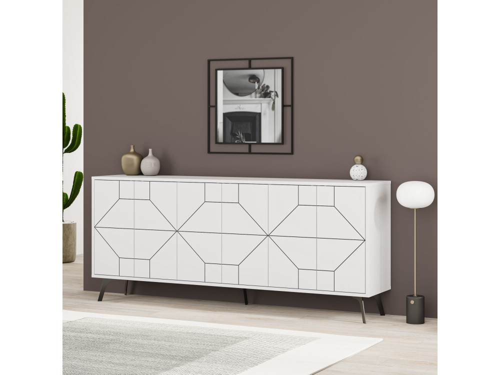 Aparador de madeira "Dune" - 184 x 35 x 77 cm - Branco