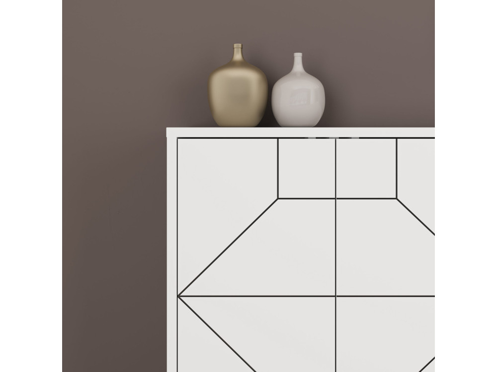 Aparador de madeira "Dune" - 184 x 35 x 77 cm - Branco