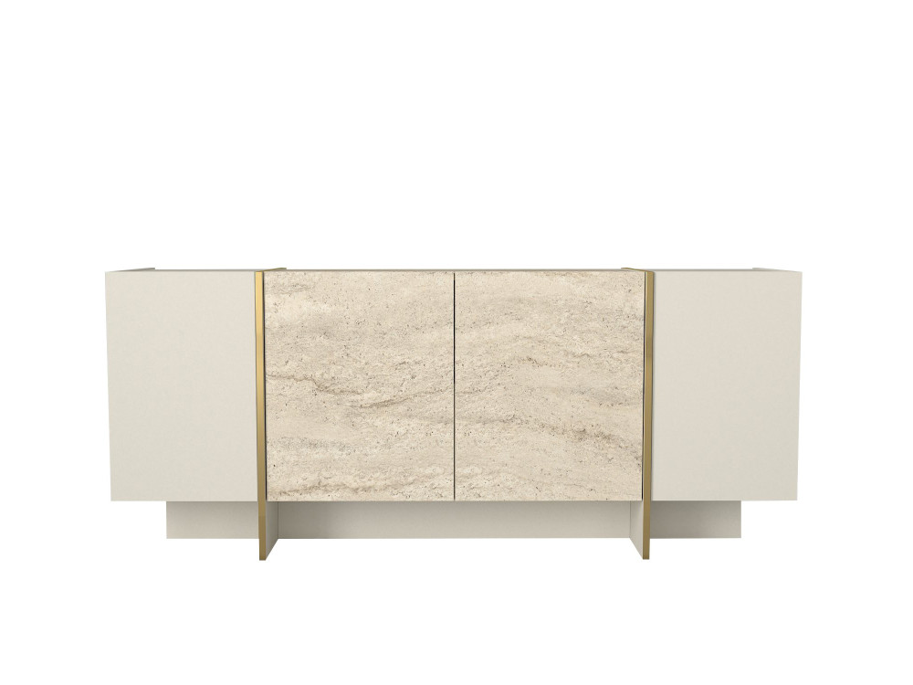 Aparador de madeira "Veyron" - 180 x 46 x 75 cm - Travertino, Arenito