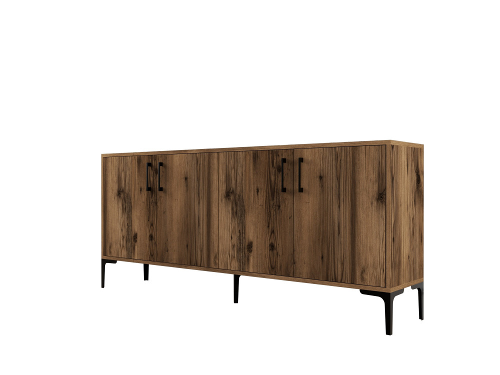 Aparador de madeira "Kiev" - 180 x 35 x 78 cm - Nogueira