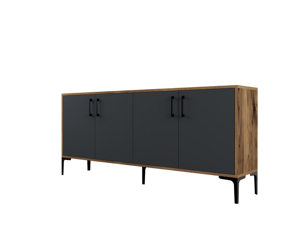 Aparador "Kiev" em madeira - 180 x 35 x 78 cm - Cinzento antracite