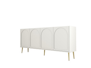 Aparador de madeira "Lyon" - 180 x 35 x 80 cm - Creme, dourado