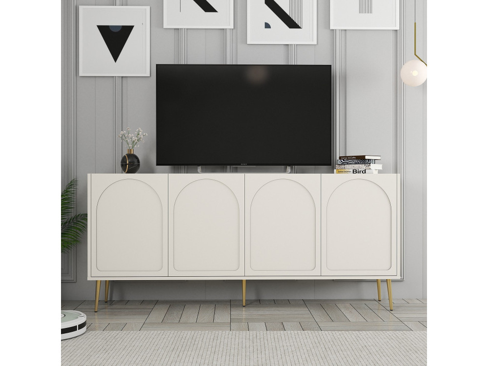 Aparador de madeira "Lyon" - 180 x 35 x 80 cm - Creme, dourado