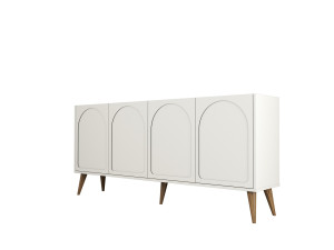 Aparador de madeira "Lyon" - 180 x 35 x 81 cm - Creme, nogueira
