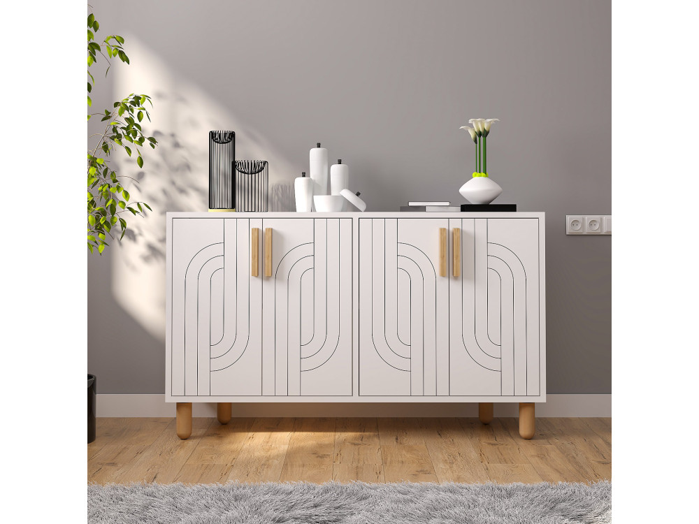 Aparador de madeira "Rodney" - 120 x 29 x 73 cm - Branco