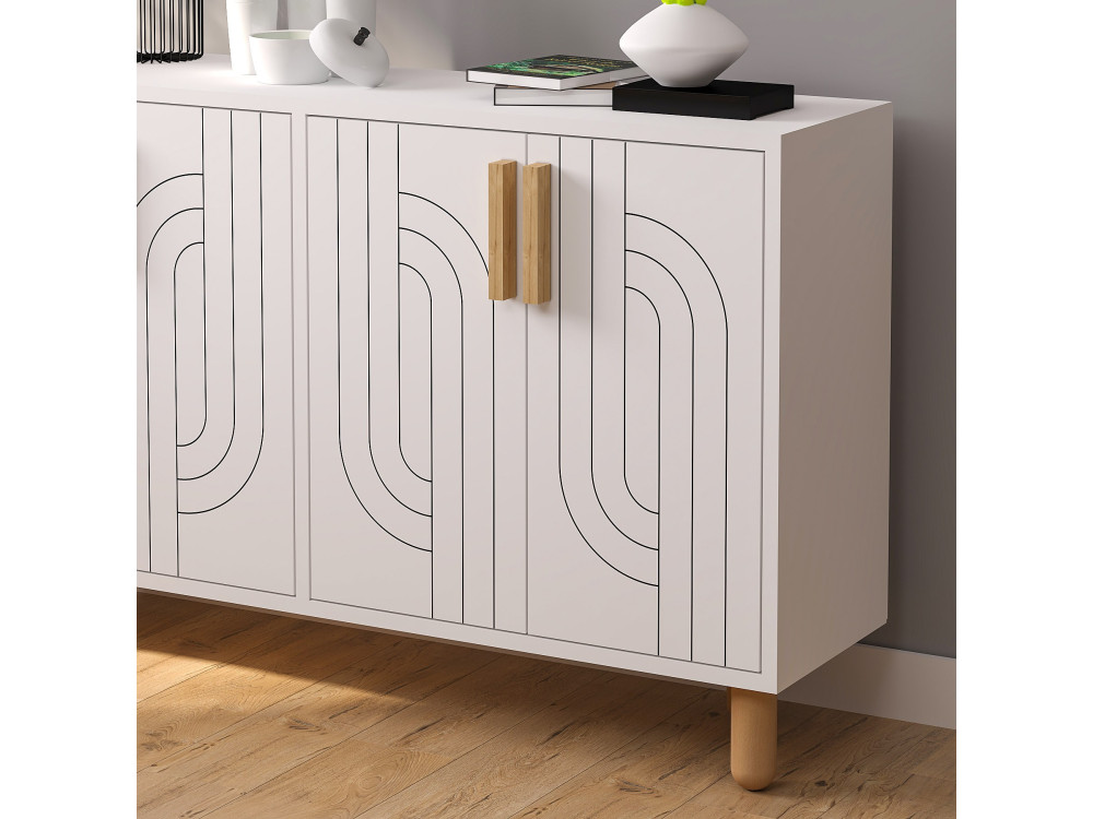 Aparador de madeira "Rodney" - 120 x 29 x 73 cm - Branco