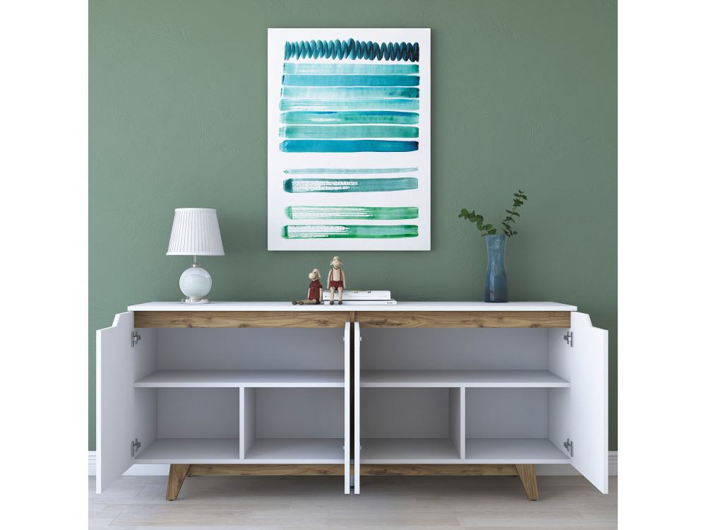 Aparador de madeira "Gondol" - 180 x 45 x 79 cm - Branco