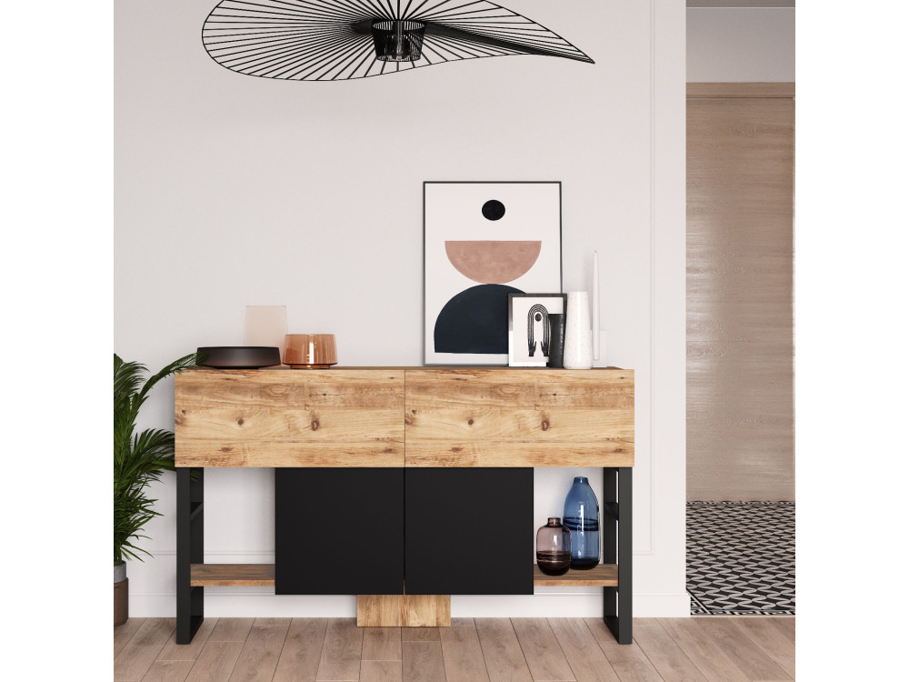 Aparador de madeira "Mel" - 140 x 43 x 84 cm - Bege