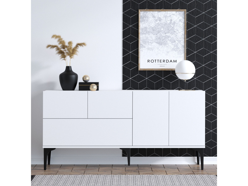 Aparador de madeira "Ginny" - 150 x 35 x 75 cm - Branco