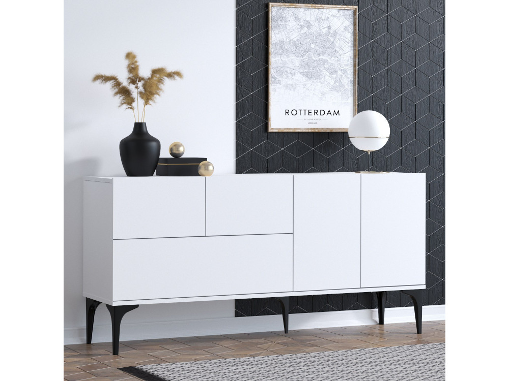 Aparador de madeira "Ginny" - 150 x 35 x 75 cm - Branco