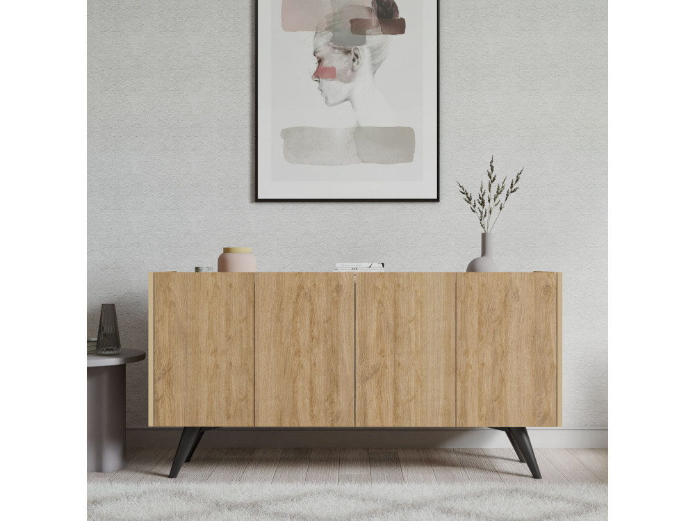 Aparador "Pekin" em madeira - 150 x 40 x 76 cm - Castanho