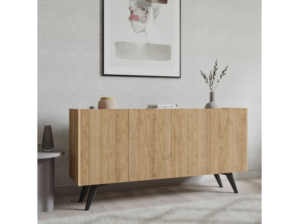 Aparador "Pekin" em madeira - 150 x 40 x 76 cm - Castanho