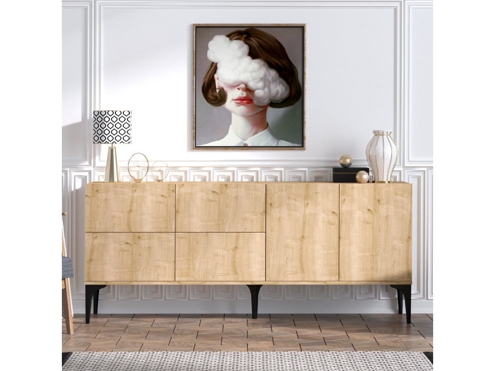 Aparador de madeira "Laika" - 180 x 40 x 80 cm - Bege