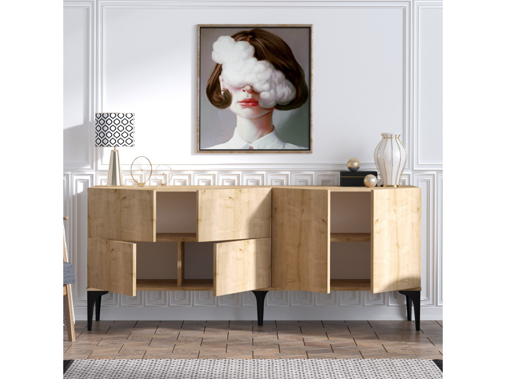 Aparador de madeira "Laika" - 180 x 40 x 80 cm - Bege