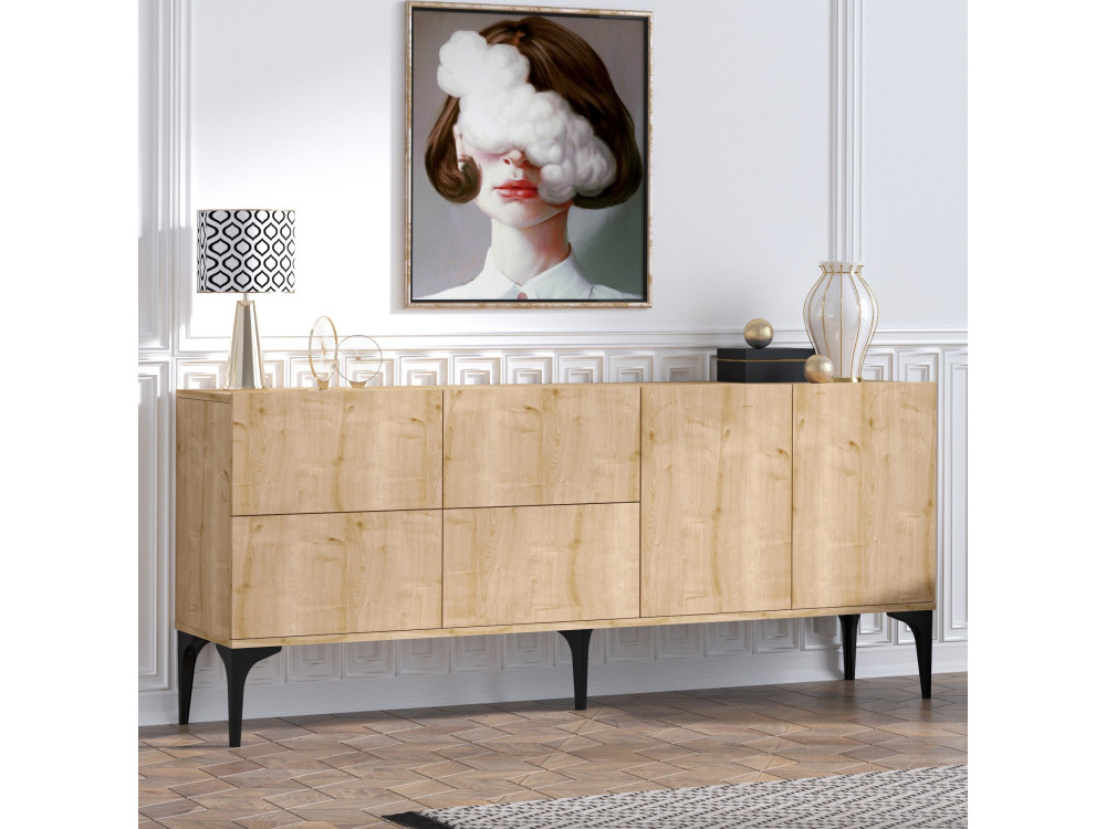 Aparador de madeira "Laika" - 180 x 40 x 80 cm - Bege