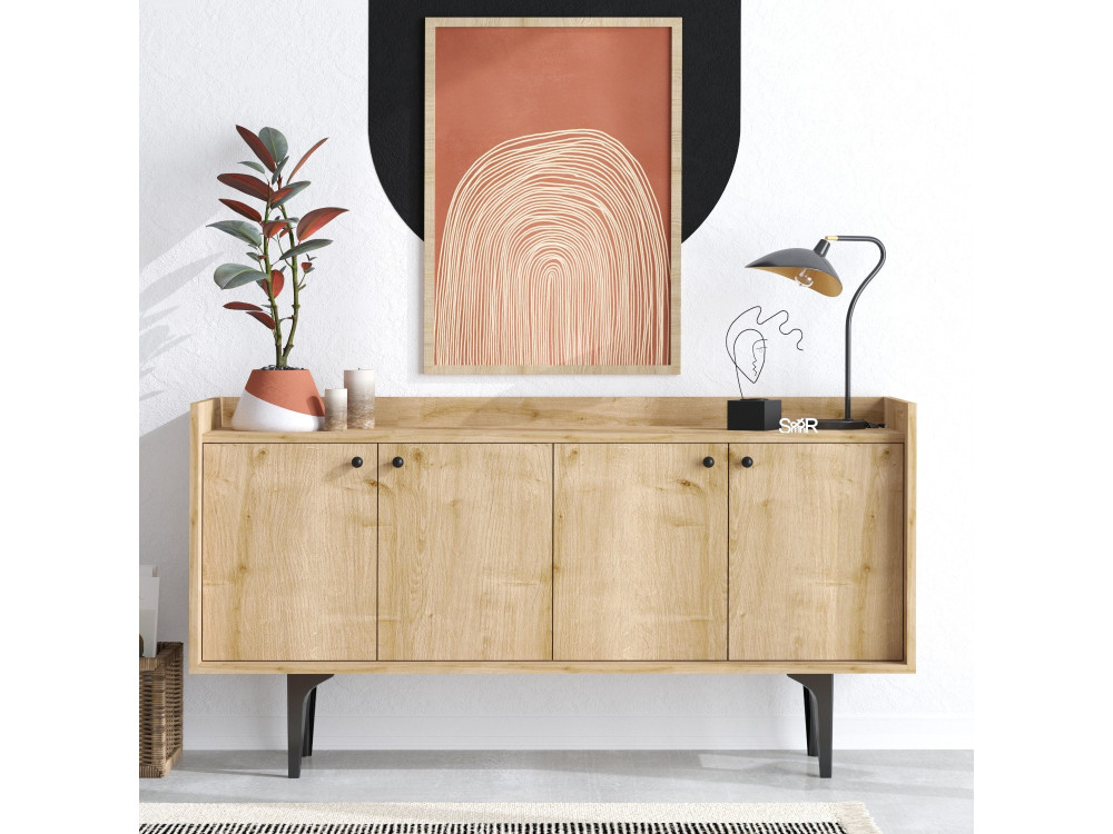 Aparador de madeira "Navi" - 150 x 40 x 80 cm - Bege