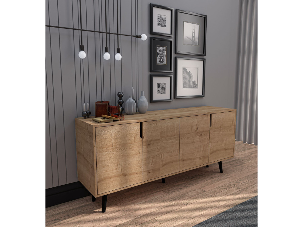 Aparador de madeira "Latina" - 180 x 45 x 80 cm - Castanho claro